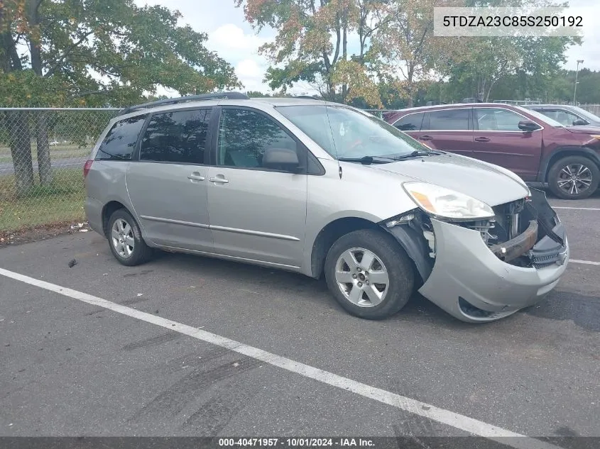 5TDZA23C85S250192 2005 Toyota Sienna Ce/Le