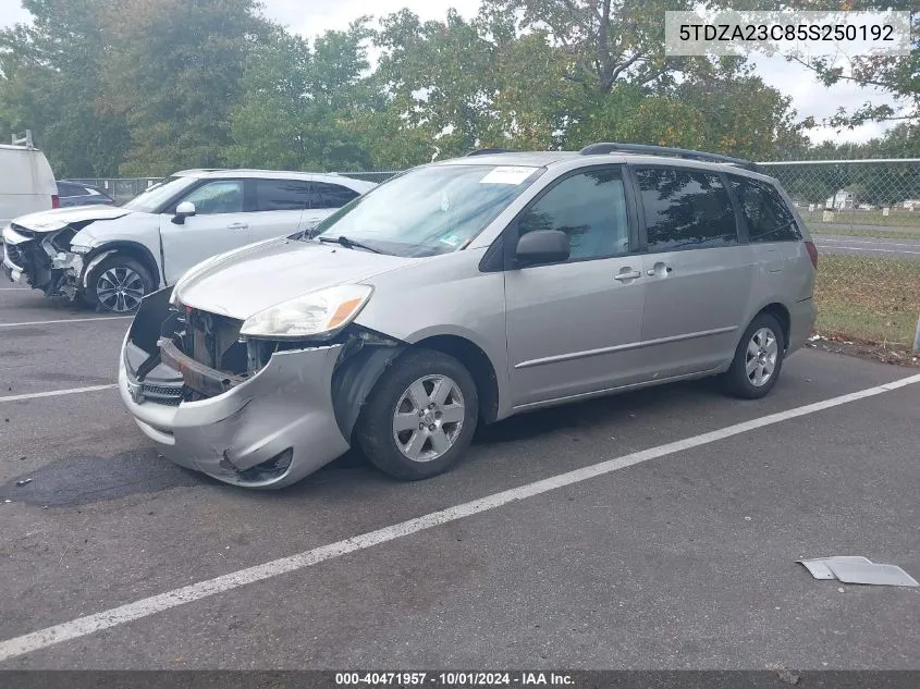 5TDZA23C85S250192 2005 Toyota Sienna Ce/Le