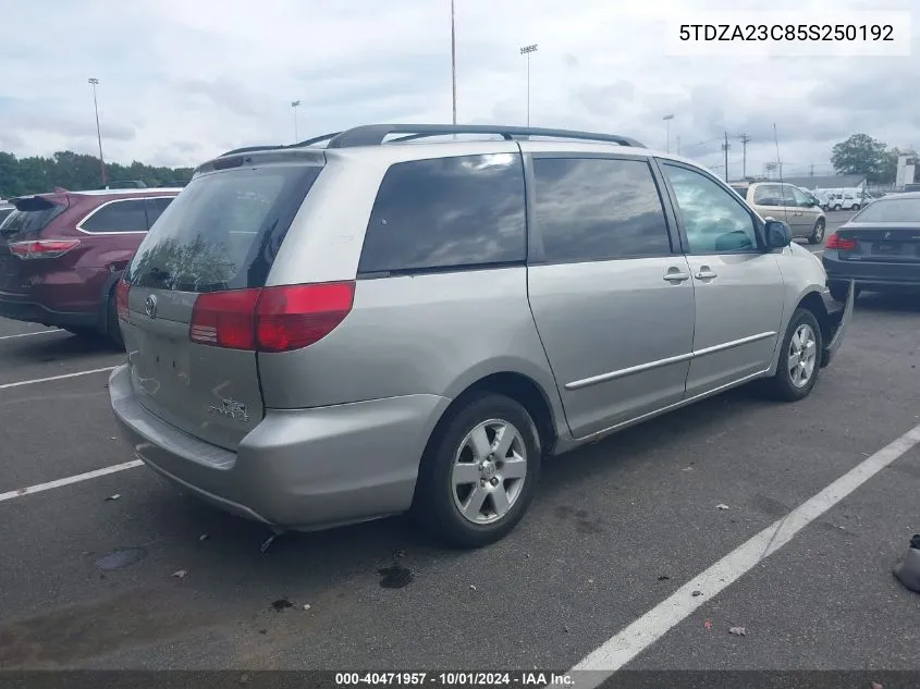 2005 Toyota Sienna Ce/Le VIN: 5TDZA23C85S250192 Lot: 40471957