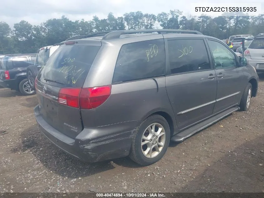 2005 Toyota Sienna Xle Limited VIN: 5TDZA22C15S315935 Lot: 40474594