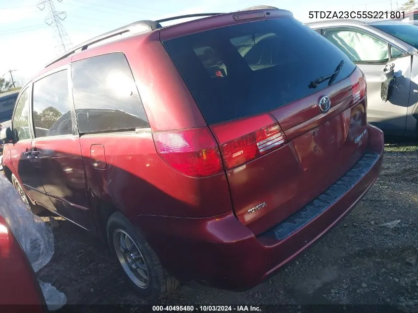 2005 Toyota Sienna Le VIN: 5TDZA23C55S221801 Lot: 40495480