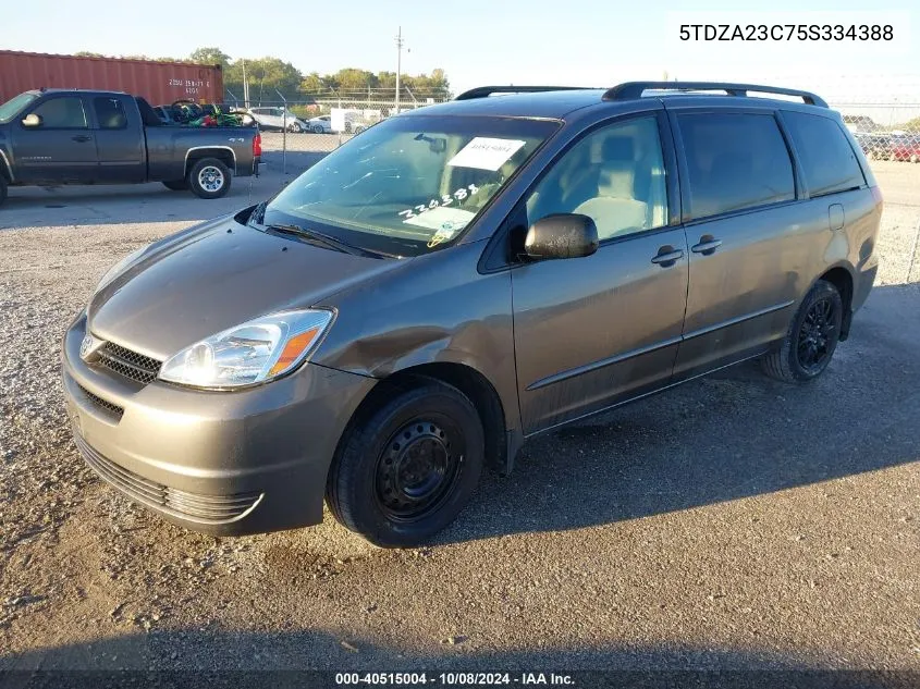 2005 Toyota Sienna Le VIN: 5TDZA23C75S334388 Lot: 40515004