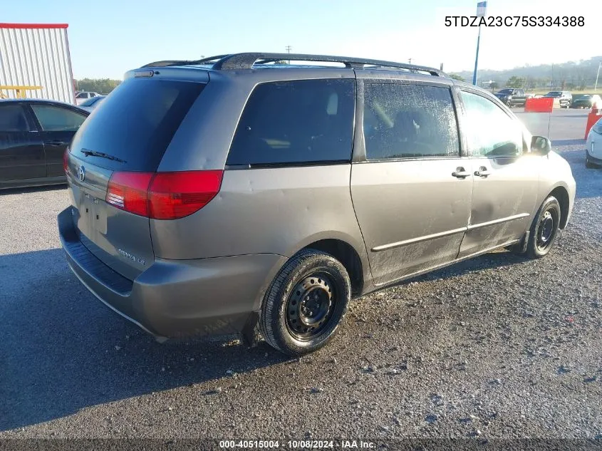 2005 Toyota Sienna Le VIN: 5TDZA23C75S334388 Lot: 40515004