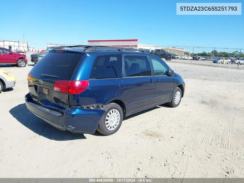 2005 Toyota Sienna Le VIN: 5TDZA23C65S251793 Lot: 40638008