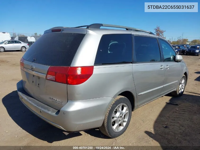 2005 Toyota Sienna Xle Limited VIN: 5TDBA22C65S031637 Lot: 40701250