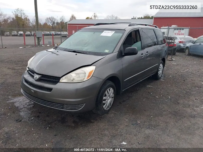 2005 Toyota Sienna Le VIN: 5TDZA23C95S333260 Lot: 40726372