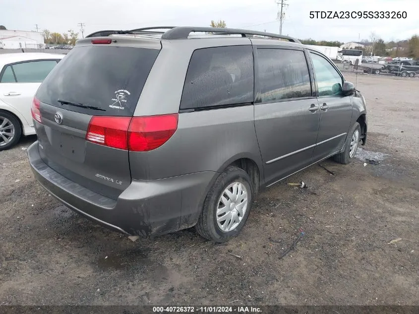 2005 Toyota Sienna Le VIN: 5TDZA23C95S333260 Lot: 40726372