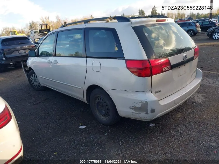 2005 Toyota Sienna Le VIN: 5TDZA23C55S228148 Lot: 40778088