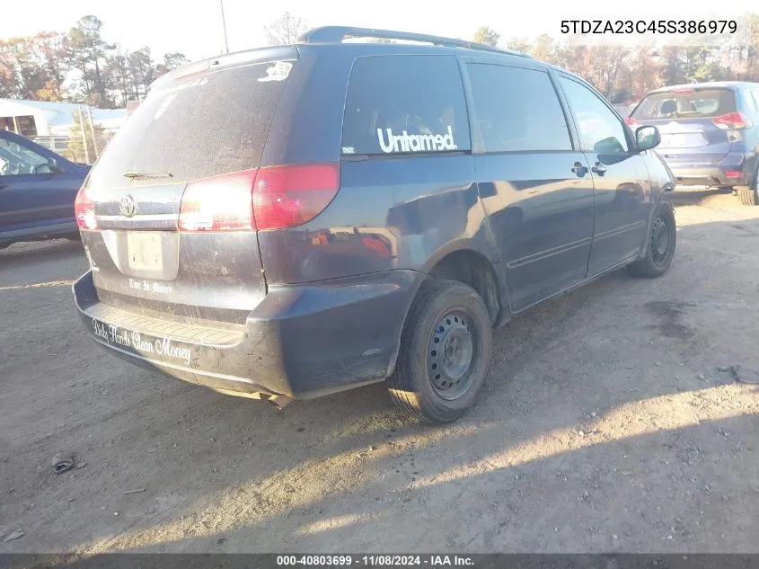 2005 Toyota Sienna Le VIN: 5TDZA23C45S386979 Lot: 40803699