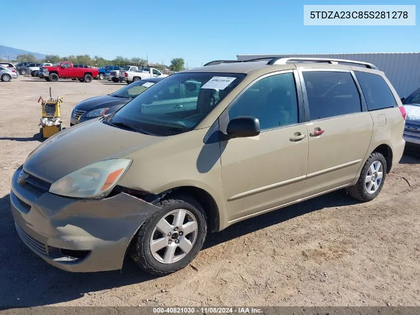 2005 Toyota Sienna Le VIN: 5TDZA23C85S281278 Lot: 40821030