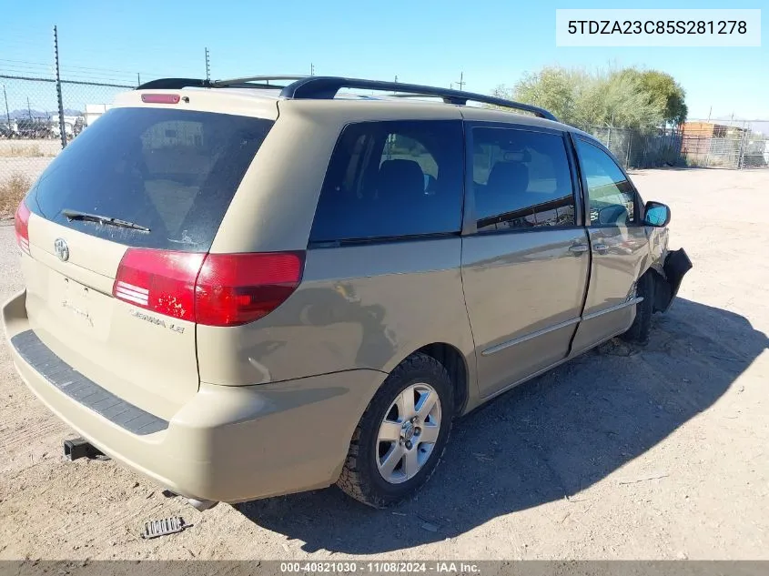 2005 Toyota Sienna Le VIN: 5TDZA23C85S281278 Lot: 40821030