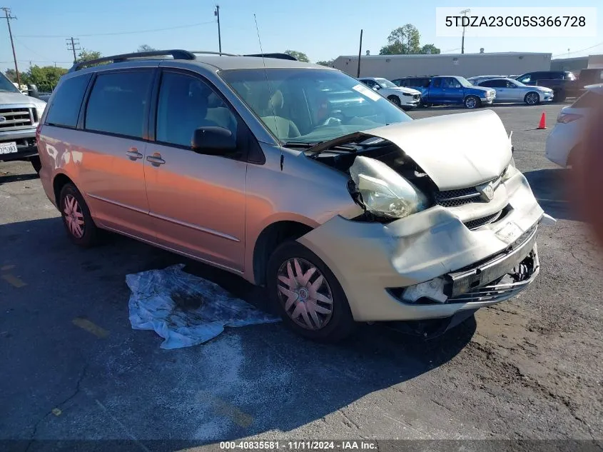 2005 Toyota Sienna Ce VIN: 5TDZA23C05S366728 Lot: 40835581