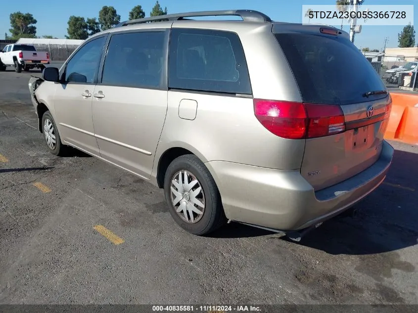 2005 Toyota Sienna Ce VIN: 5TDZA23C05S366728 Lot: 40835581