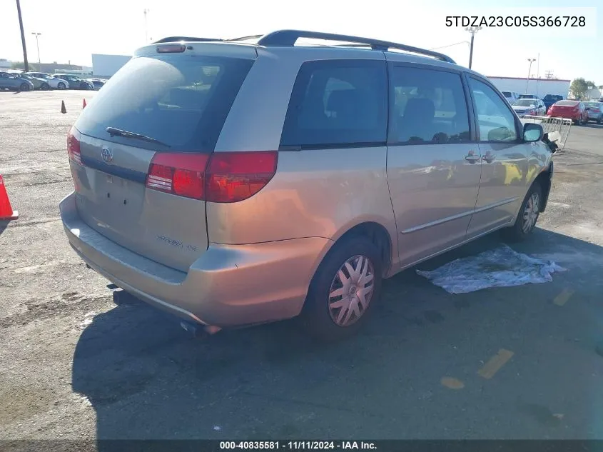 2005 Toyota Sienna Ce VIN: 5TDZA23C05S366728 Lot: 40835581