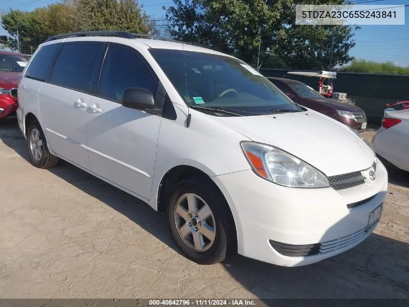 2005 Toyota Sienna Le VIN: 5TDZA23C65S243841 Lot: 40842796