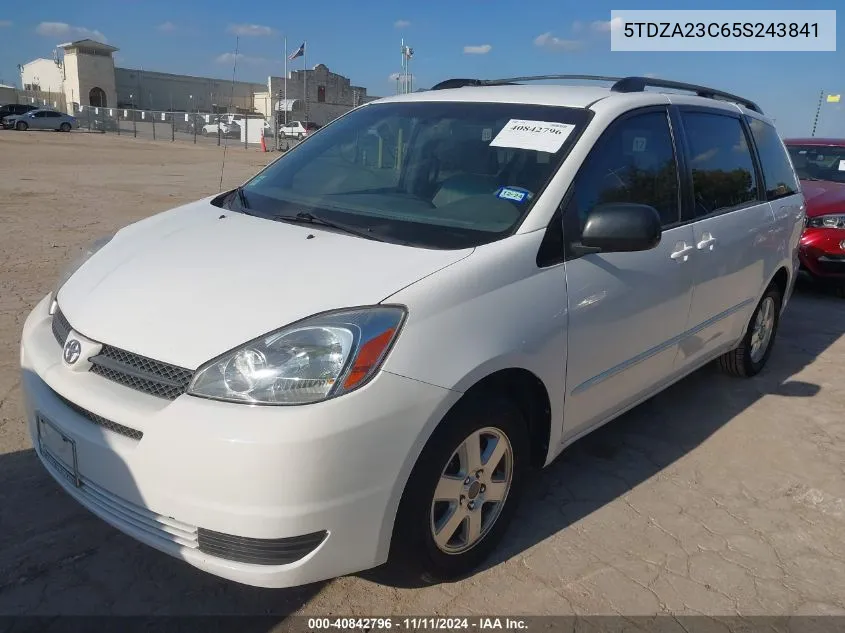 2005 Toyota Sienna Le VIN: 5TDZA23C65S243841 Lot: 40842796