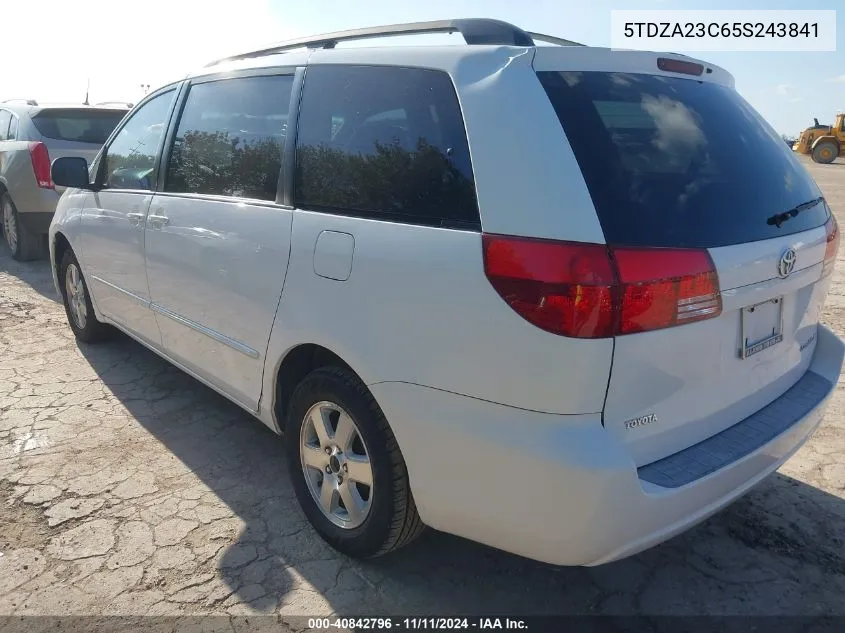 2005 Toyota Sienna Le VIN: 5TDZA23C65S243841 Lot: 40842796