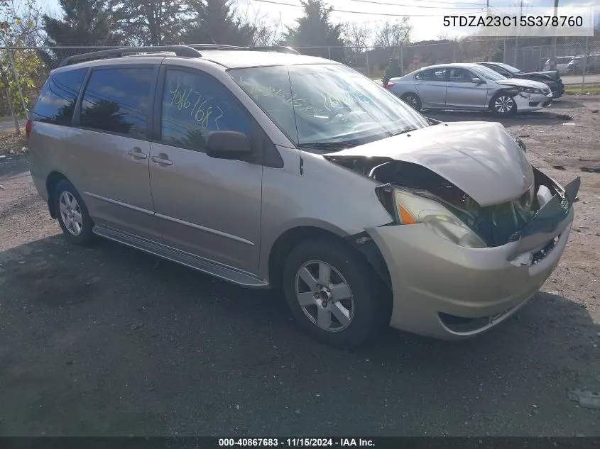 2005 Toyota Sienna Le VIN: 5TDZA23C15S378760 Lot: 40867683