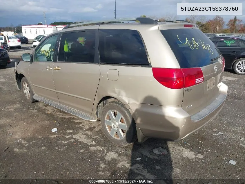 2005 Toyota Sienna Le VIN: 5TDZA23C15S378760 Lot: 40867683