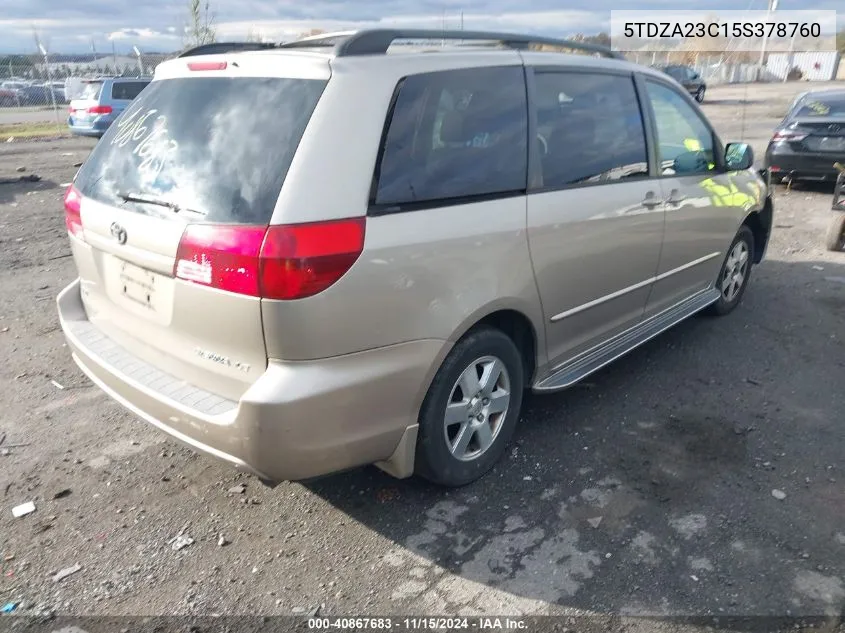 2005 Toyota Sienna Le VIN: 5TDZA23C15S378760 Lot: 40867683