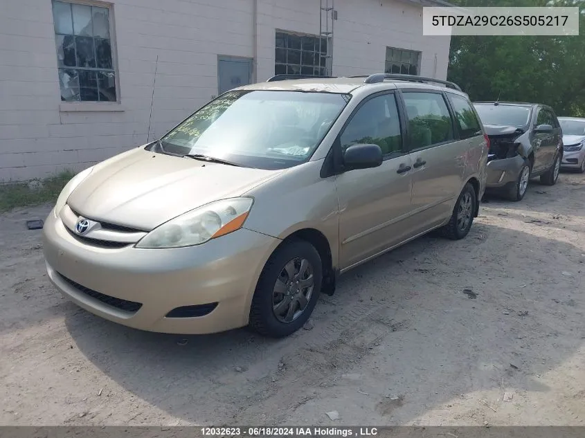 2006 Toyota Sienna Ce VIN: 5TDZA29C26S505217 Lot: 12032623