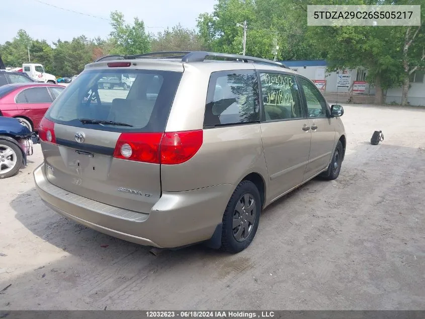 5TDZA29C26S505217 2006 Toyota Sienna Ce