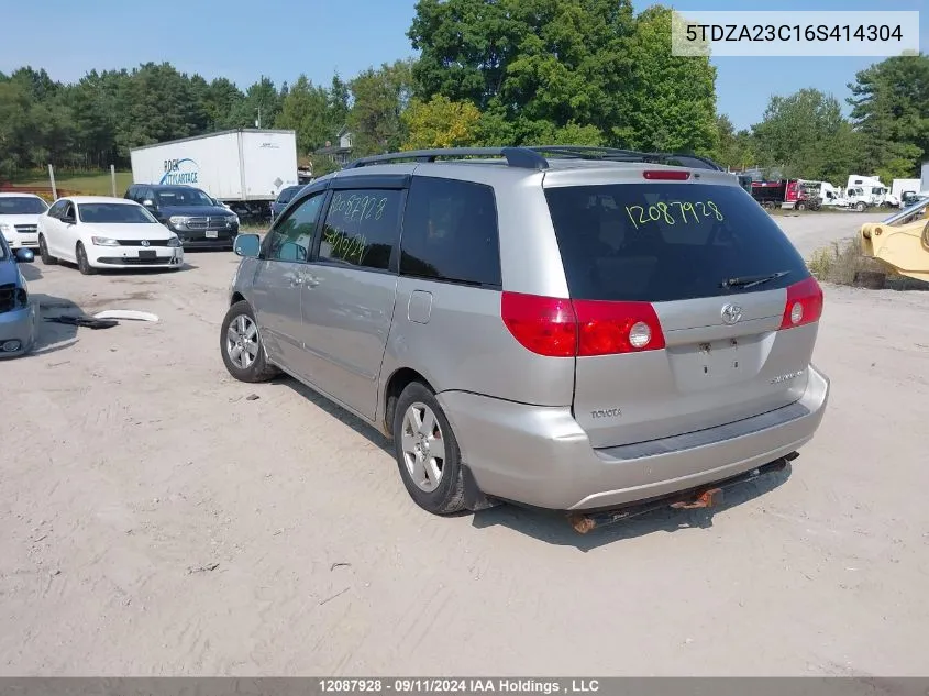 2006 Toyota Sienna Ce/Le VIN: 5TDZA23C16S414304 Lot: 12087928