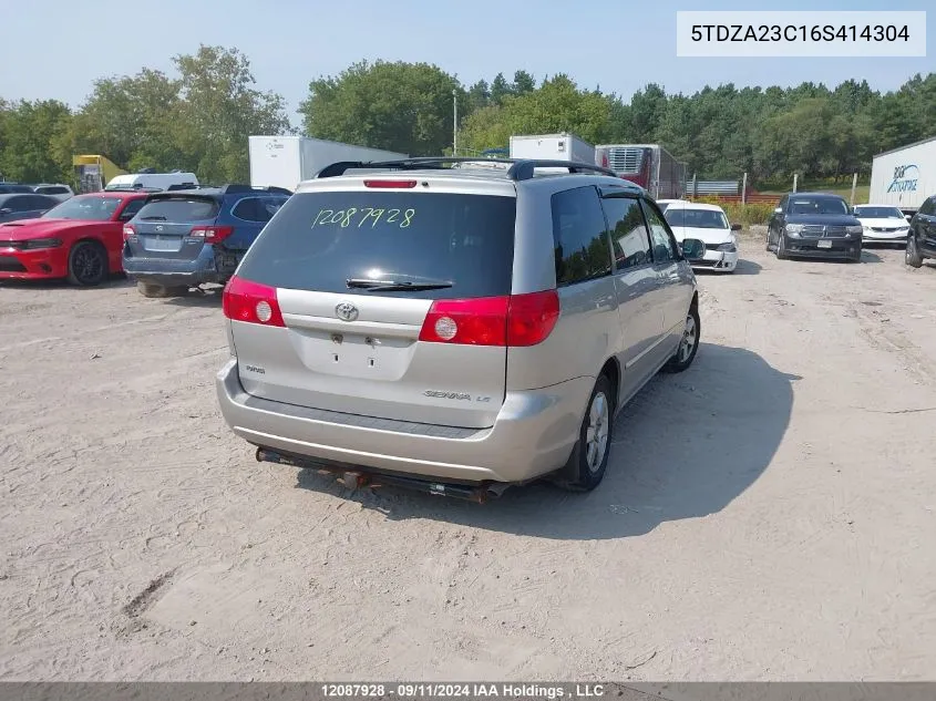 2006 Toyota Sienna Ce/Le VIN: 5TDZA23C16S414304 Lot: 12087928