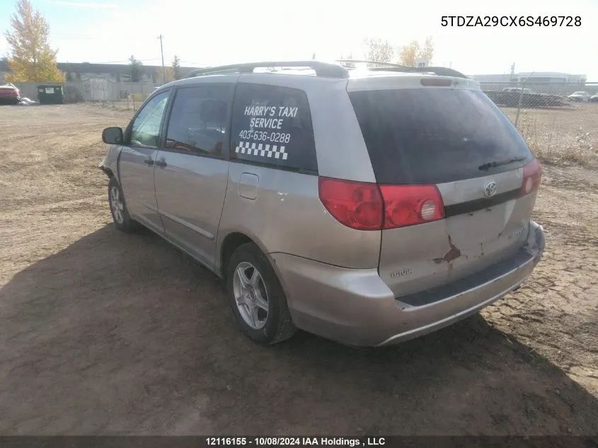 2006 Toyota Sienna Ce VIN: 5TDZA29CX6S469728 Lot: 12116155