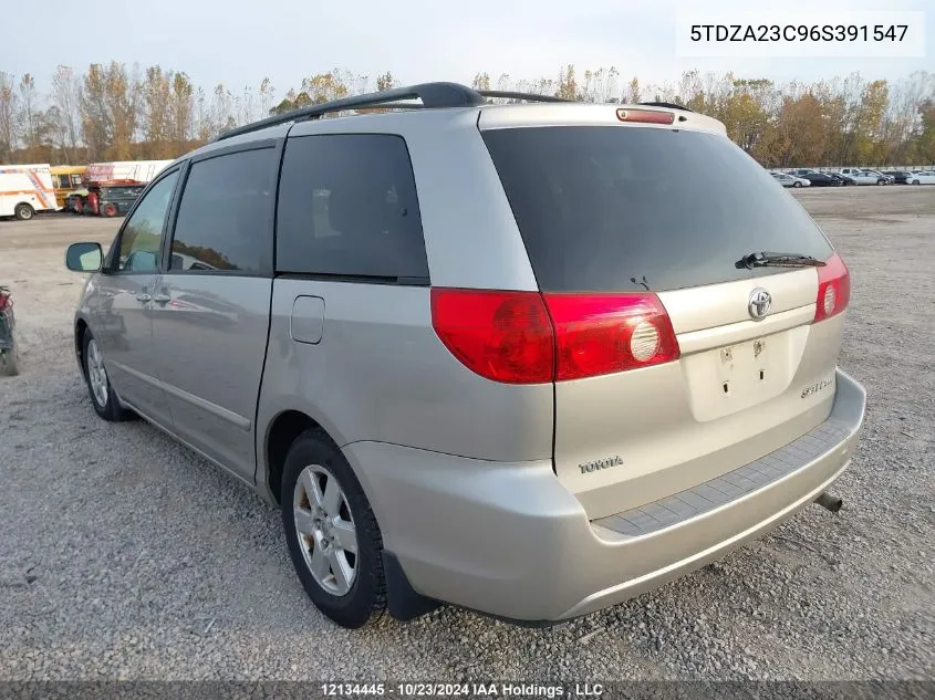 2006 Toyota Sienna VIN: 5TDZA23C96S391547 Lot: 12134445