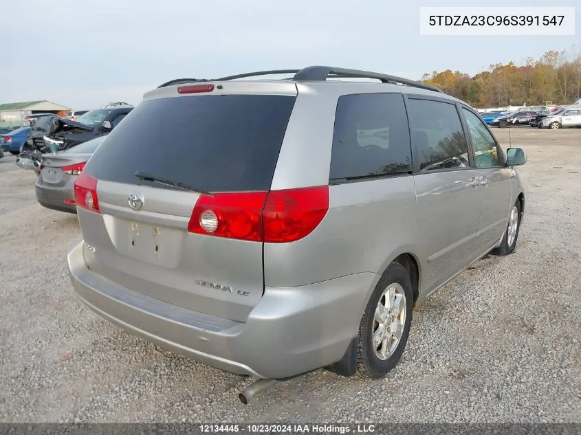 2006 Toyota Sienna VIN: 5TDZA23C96S391547 Lot: 12134445