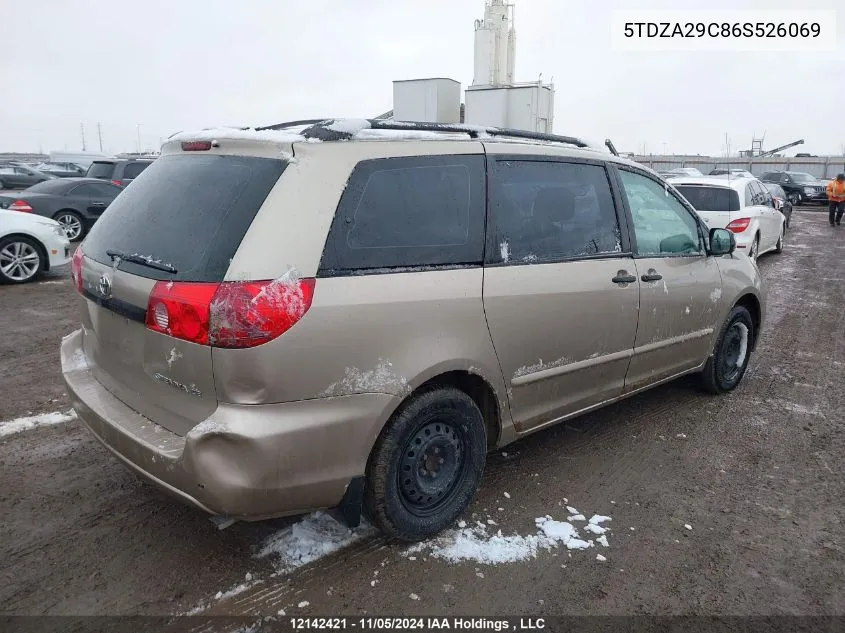 2006 Toyota Sienna Ce VIN: 5TDZA29C86S526069 Lot: 12142421