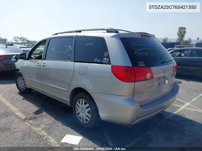 5TDZA23C76S421550 2006 Toyota Sienna Le