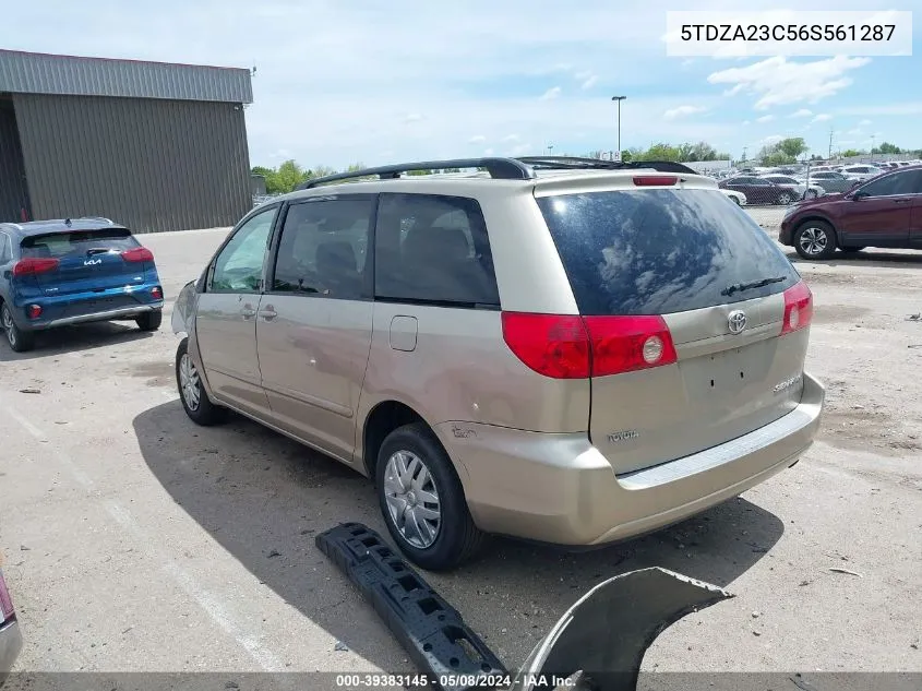 2006 Toyota Sienna Le VIN: 5TDZA23C56S561287 Lot: 39383145