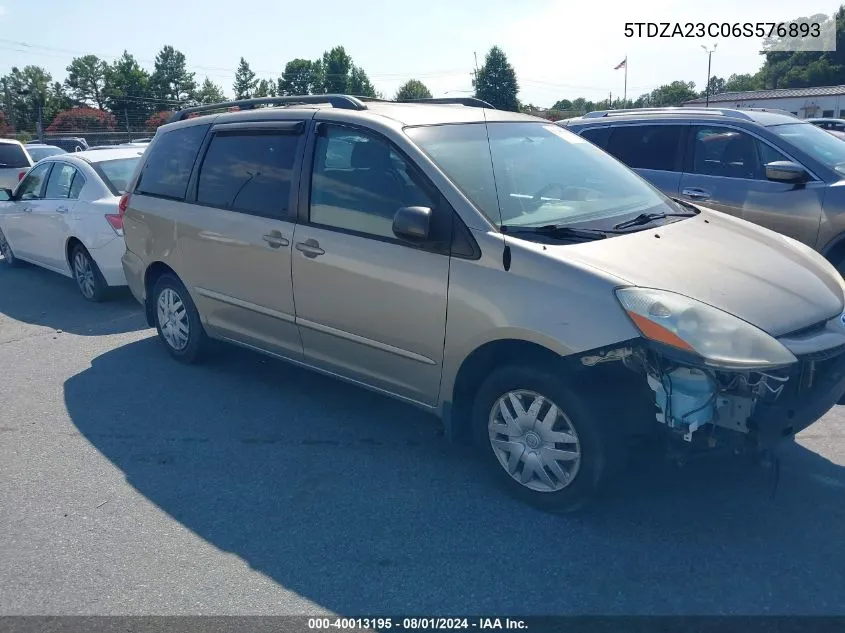 2006 Toyota Sienna Le VIN: 5TDZA23C06S576893 Lot: 40013195