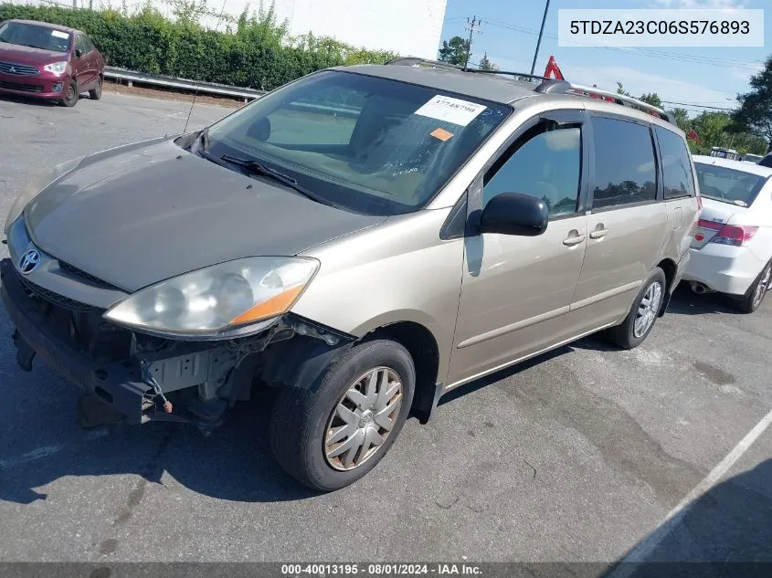 2006 Toyota Sienna Le VIN: 5TDZA23C06S576893 Lot: 40013195