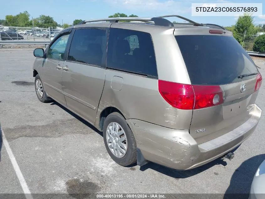 2006 Toyota Sienna Le VIN: 5TDZA23C06S576893 Lot: 40013195