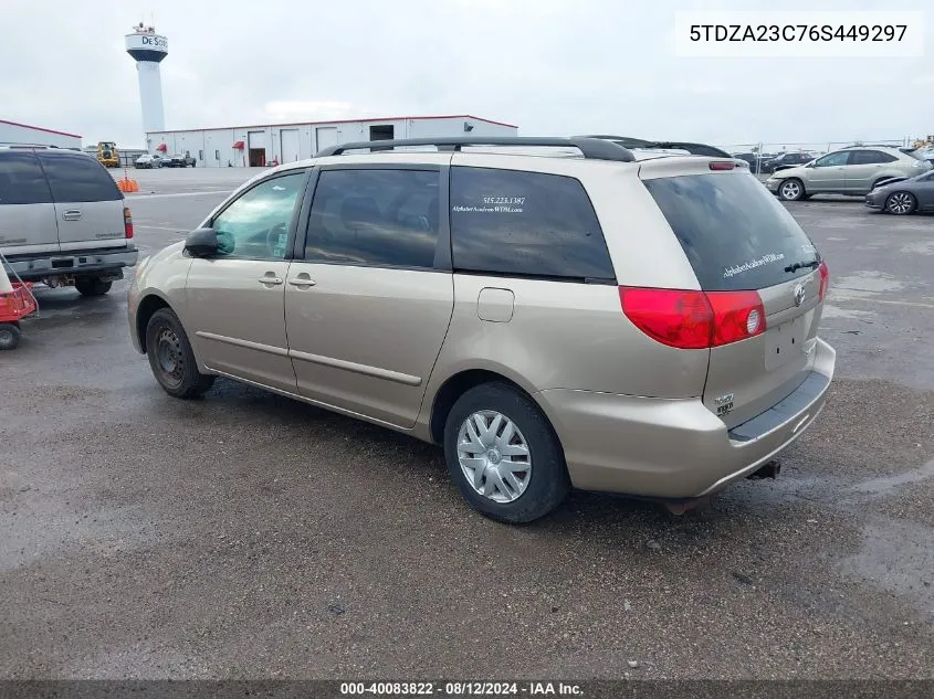 2006 Toyota Sienna Le VIN: 5TDZA23C76S449297 Lot: 40083822