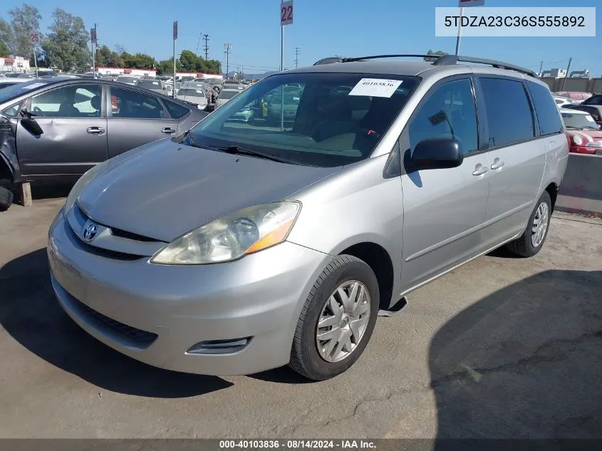 2006 Toyota Sienna Le VIN: 5TDZA23C36S555892 Lot: 40103836