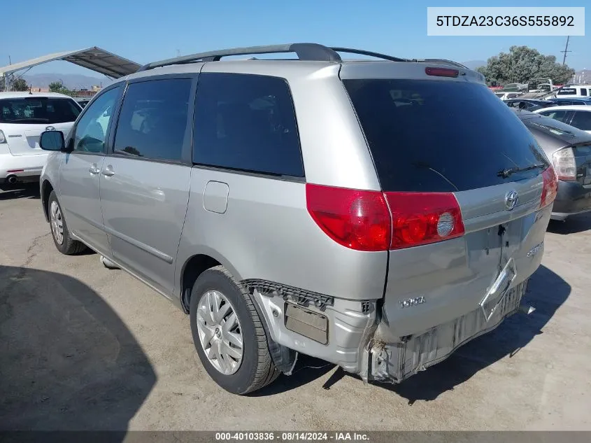 2006 Toyota Sienna Le VIN: 5TDZA23C36S555892 Lot: 40103836