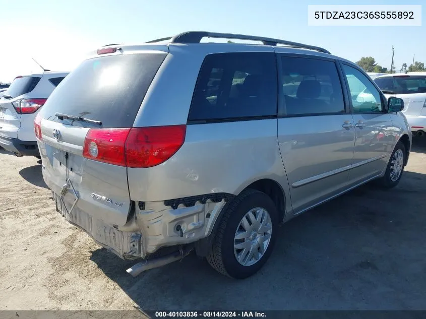 2006 Toyota Sienna Le VIN: 5TDZA23C36S555892 Lot: 40103836