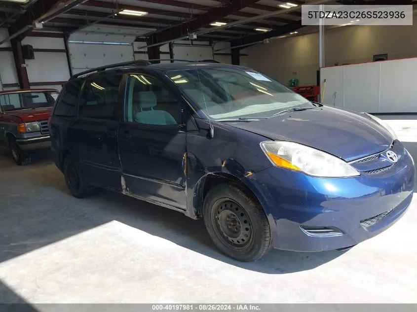 2006 Toyota Sienna Le VIN: 5TDZA23C26S523936 Lot: 40197981