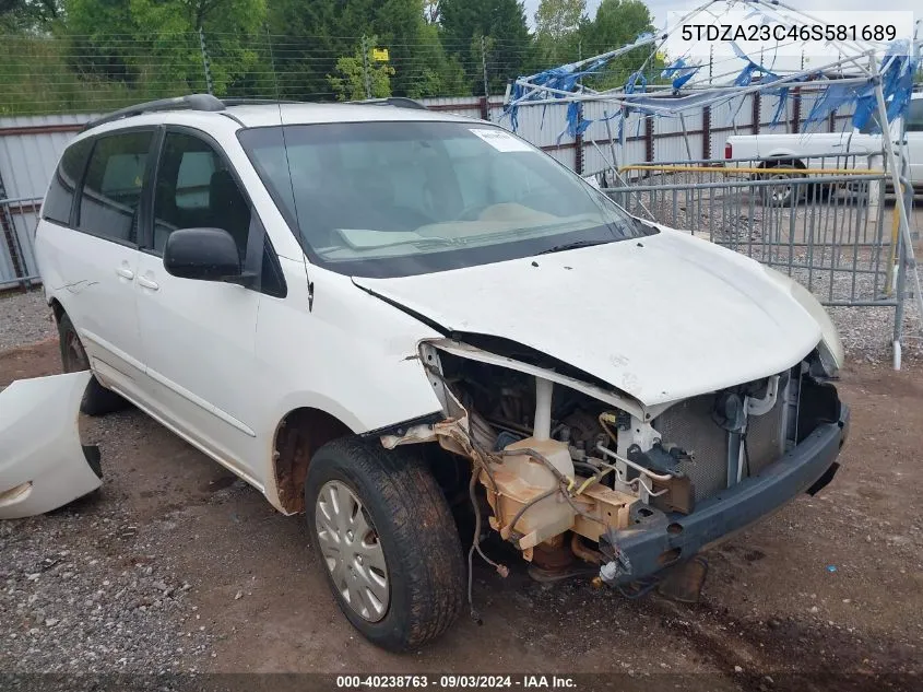 2006 Toyota Sienna Ce VIN: 5TDZA23C46S581689 Lot: 40238763