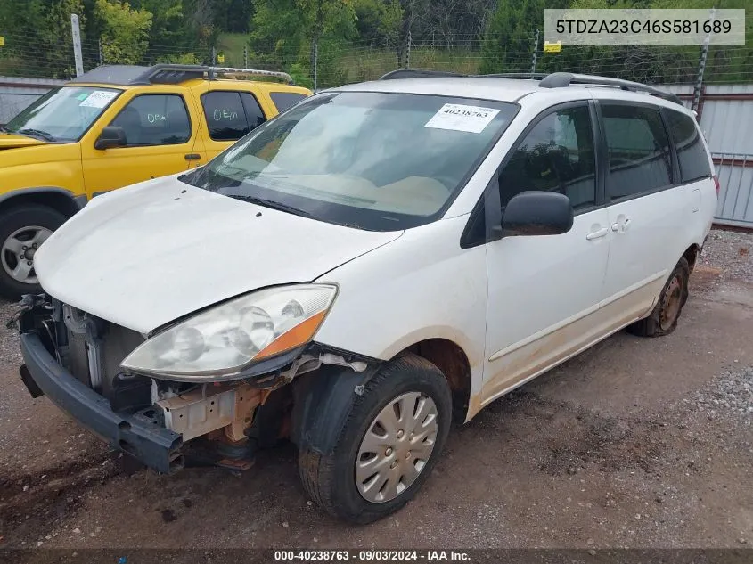 2006 Toyota Sienna Ce VIN: 5TDZA23C46S581689 Lot: 40238763