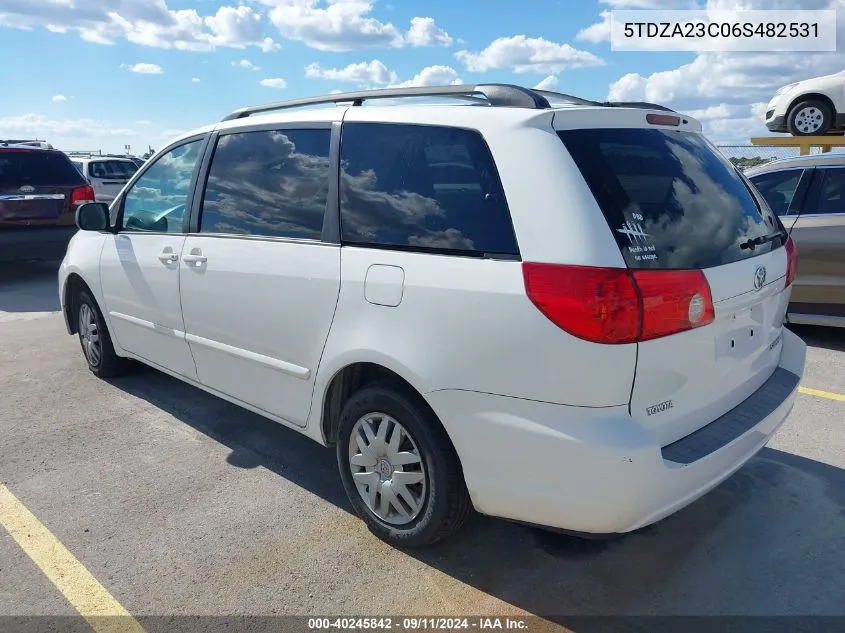 2006 Toyota Sienna Le VIN: 5TDZA23C06S482531 Lot: 40245842