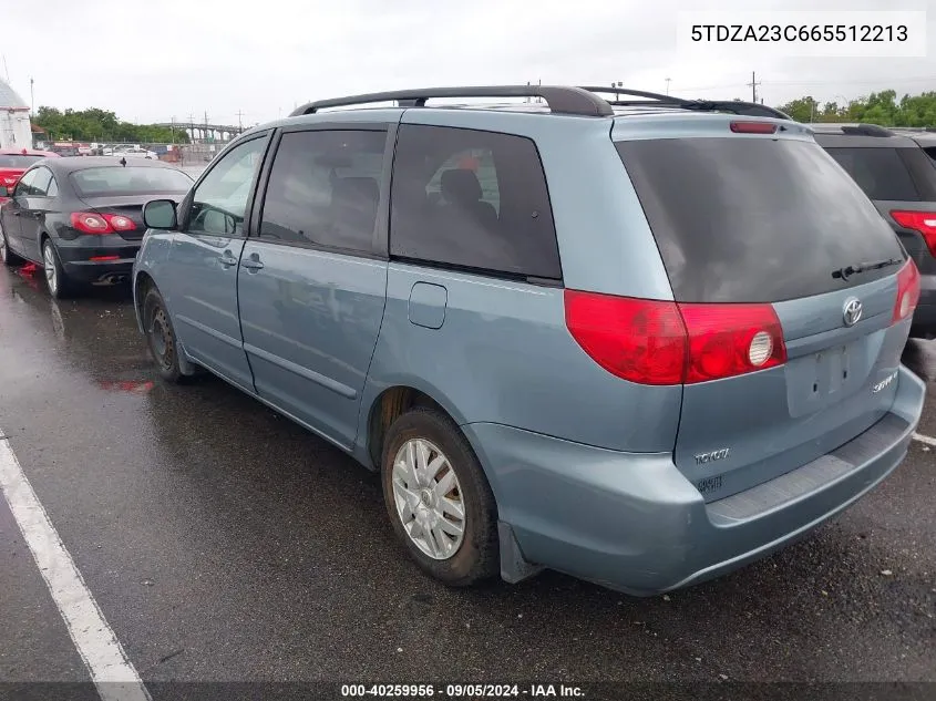 2006 Toyota Sienna VIN: 5TDZA23C665512213 Lot: 40259956