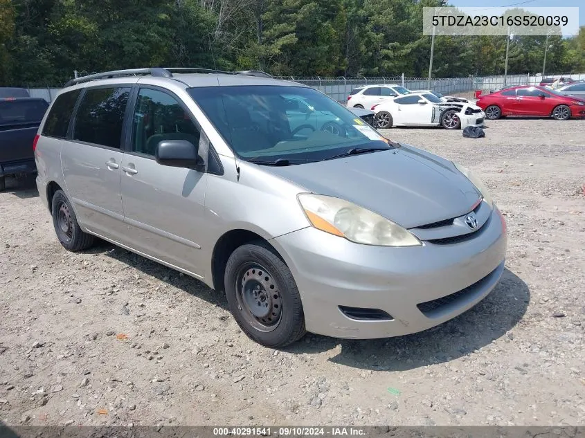 2006 Toyota Sienna Le VIN: 5TDZA23C16S520039 Lot: 40291541