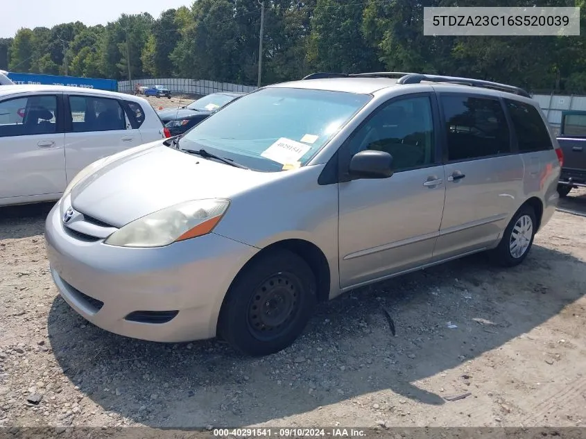 2006 Toyota Sienna Le VIN: 5TDZA23C16S520039 Lot: 40291541