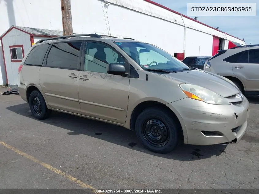 2006 Toyota Sienna Le VIN: 5TDZA23C86S405955 Lot: 40299754