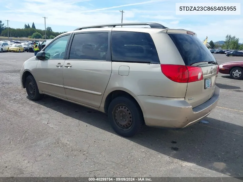 2006 Toyota Sienna Le VIN: 5TDZA23C86S405955 Lot: 40299754